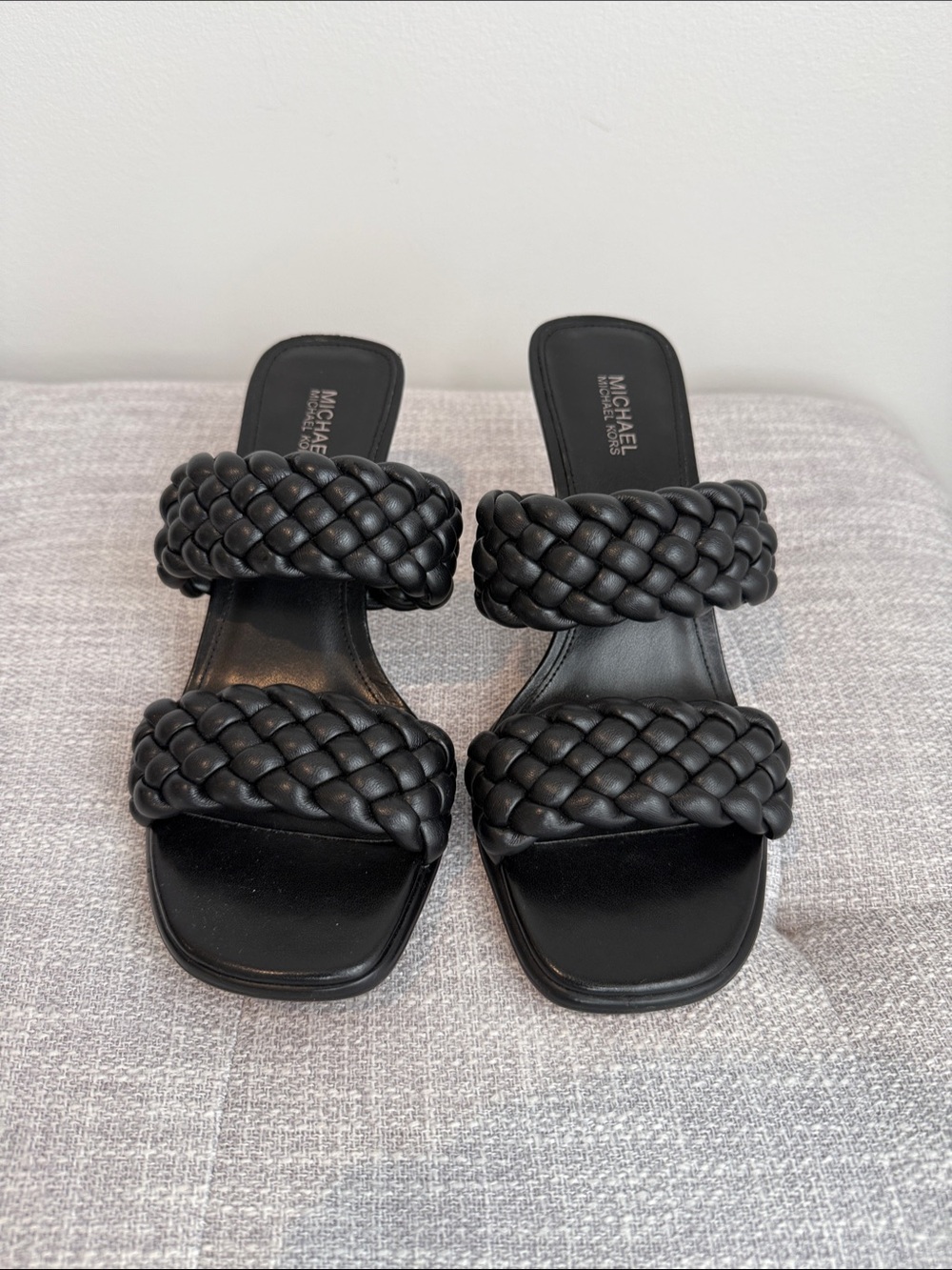 Michael Kors Black Braided Double-Band Slide Mules size 7